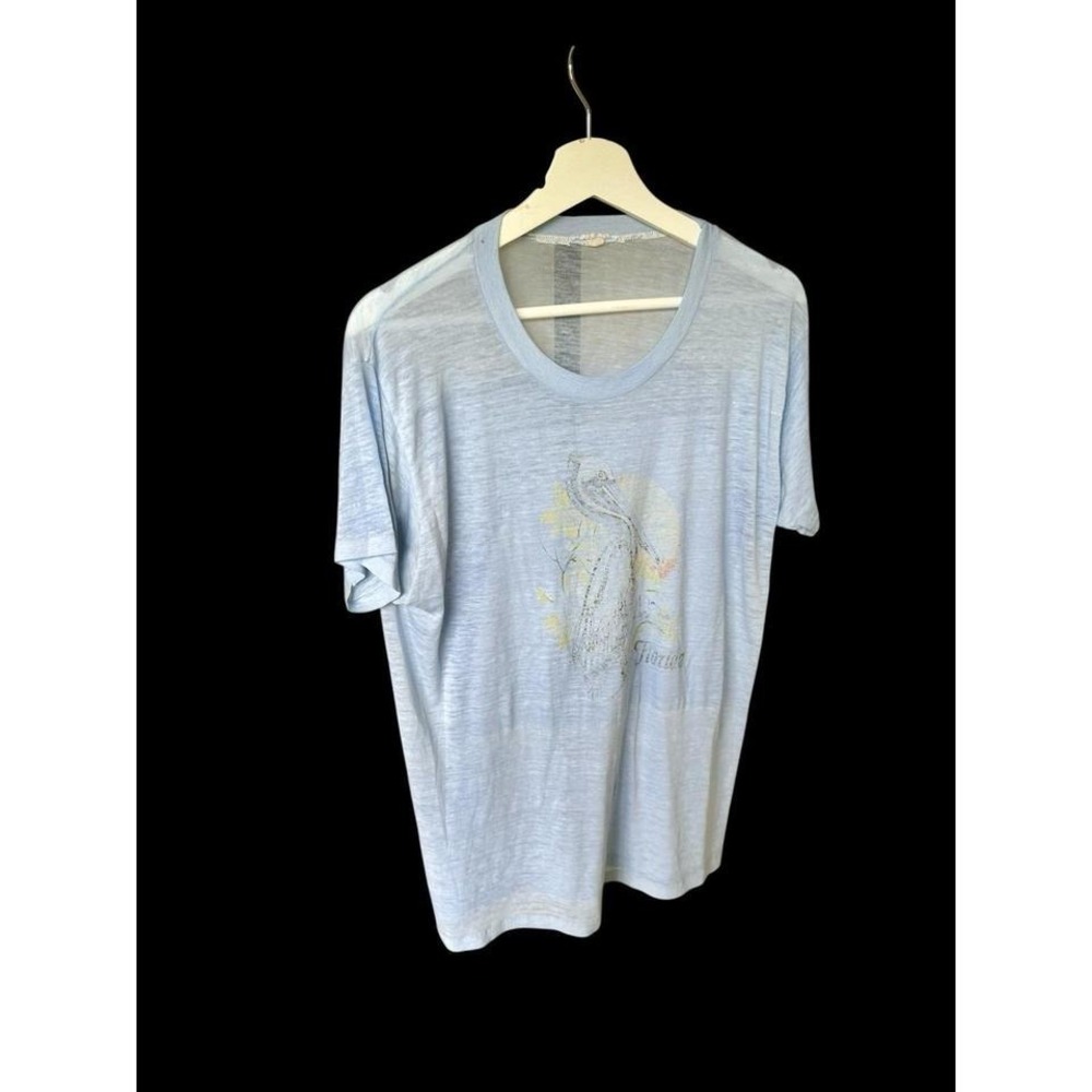 Vintage‎ 70's Florida Pelican Tshirt Sz Large/XL Men Faded Brittle Distressed